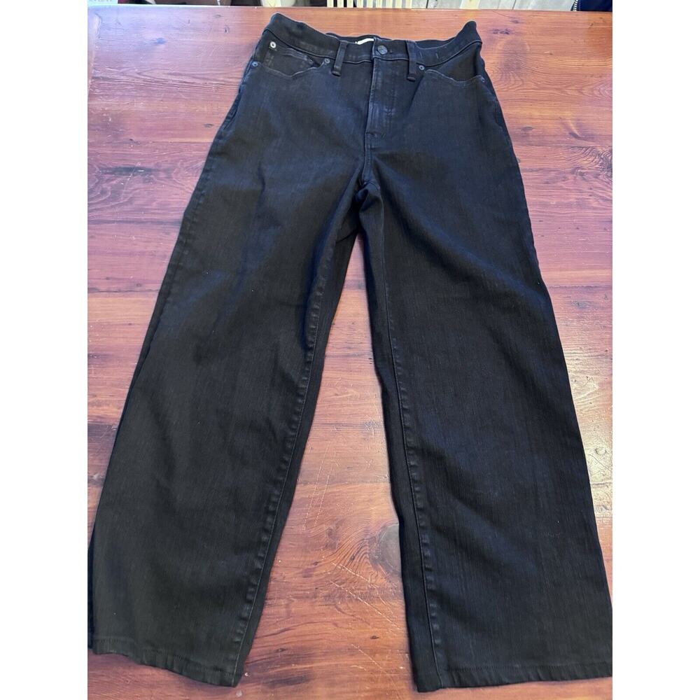 Madewell The Perfect Vintage Wide Leg Jean Black Size 28 High Rise 27” Inseam